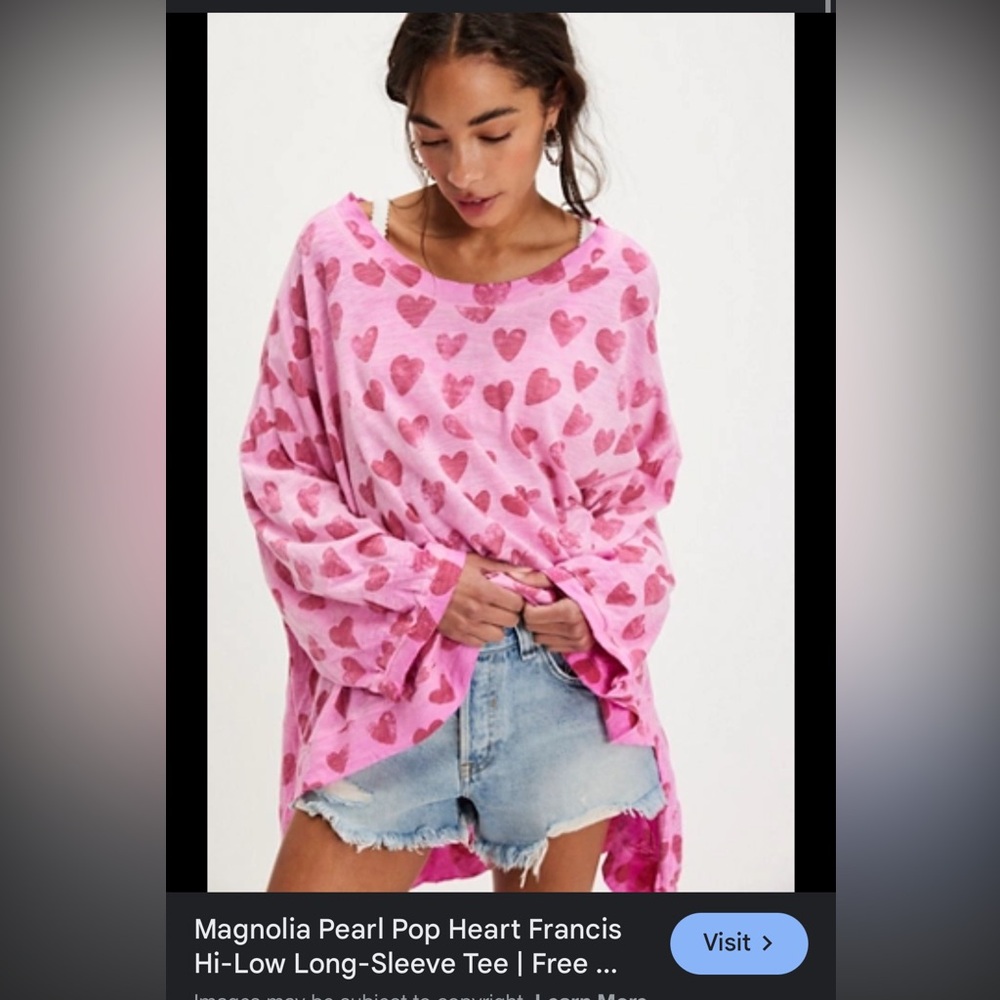 Magnolia Pearl Pop Heart Francis Hi-Low Long Sleeve Tee OS